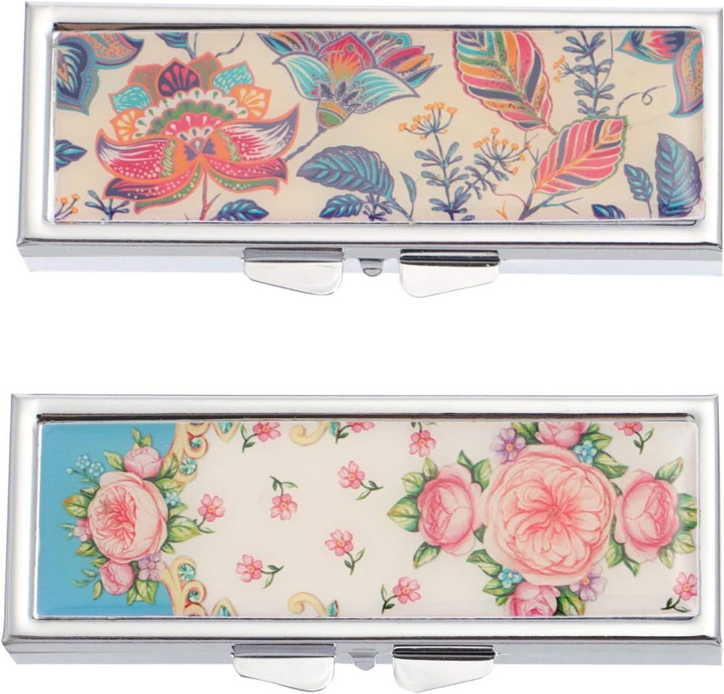 EXCEART 2pcs Metal Pill Box Weekly 7 Days Am Pm Pill Case Daily Pill Cases Travel Medicine Pill 3 and 6 Compartiments Ranger Holder for Pills Vitamine Fish Oil Suppléments Random Pattern