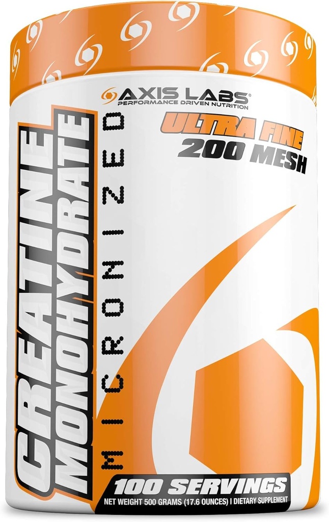 Asse Labs Monoidrato Creatina Micronizzata - Supplemento minerale - 100 Serve - Migliora la resistenza - Aumenta la crescita del muscolo - Aumenta la dimensione complessiva
