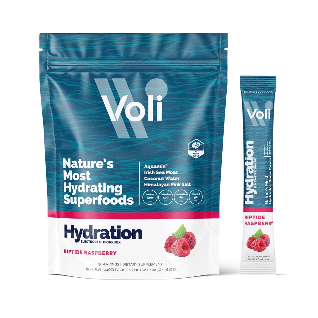 Voli Electrolytes Powder Packets.com Non ajouté Sucre Electrolyte Drink Mix pour l'hydratation.com Keto & Fasting Friendly, Natural Superfoods & Minerals.com