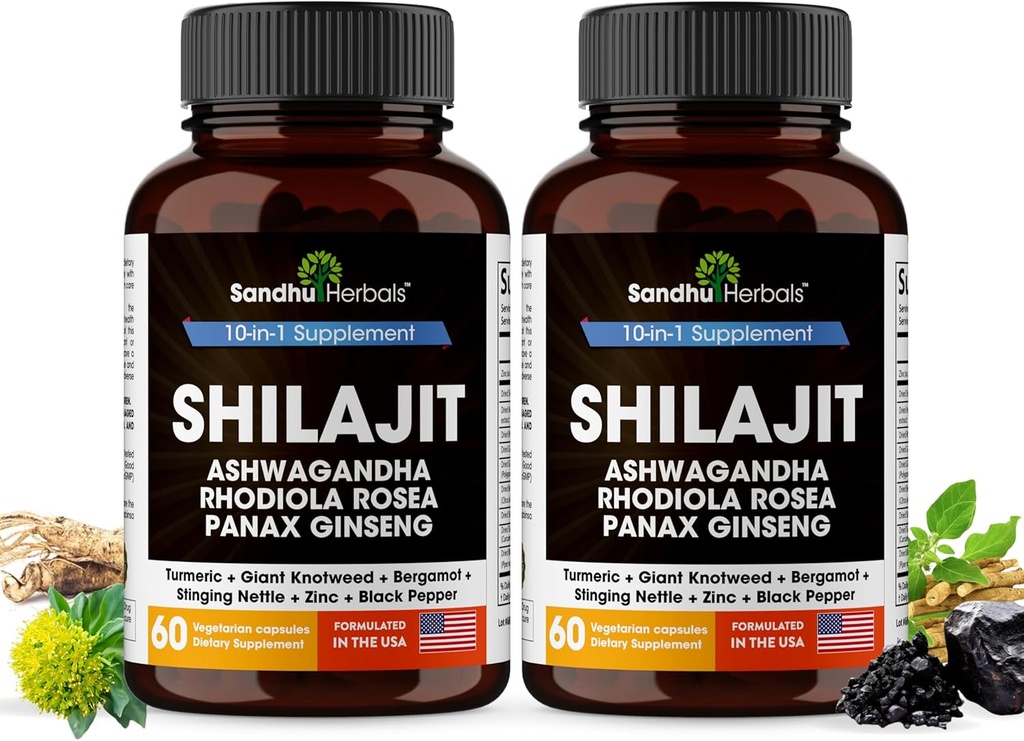 Shilajit Pure Himalayan für Männer & Frauen | 120 Kapseln mit Ashwagandha | Hohe Potenz und Energie-Ergänzung | Bessere Absorption als Gummie | Für Extra Power und Stamina | Combo mit Sea Moss