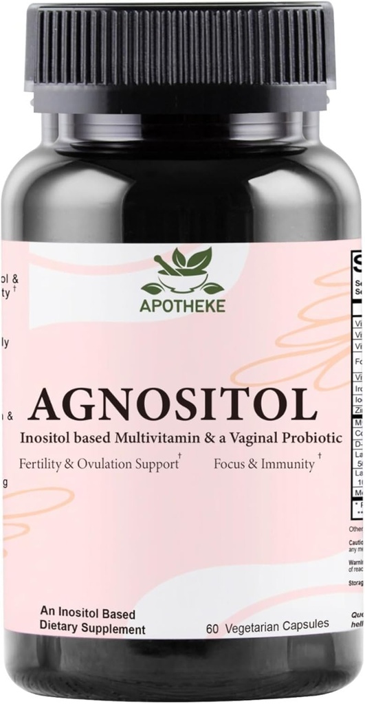 AGNOSITOL Vitamine prénatale, probiotique vaginal avec bactéria SMART, fertilité, ovulation et support PCOS, Hormone Balance et supplément de santé vaginal. Inositol 40:1, acide folique, vitamines D3 B6/1