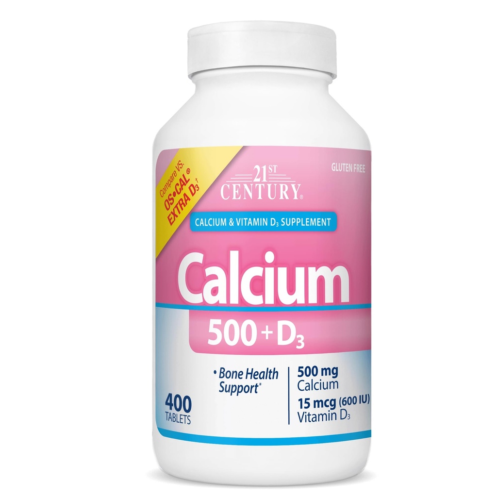 Vitamines du 21ème siècle Calcium 500 Plus Caplets extra D, 400 Nombre