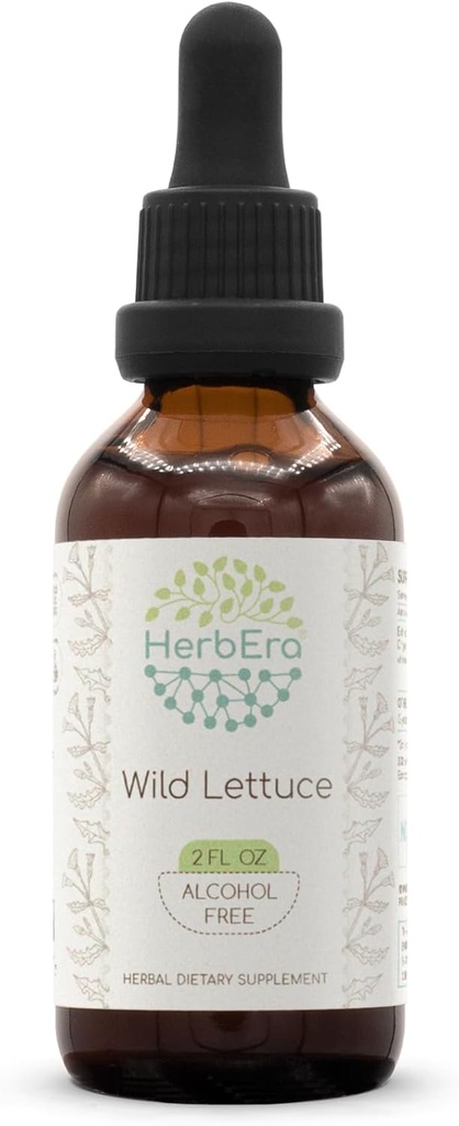HerbEra Wilder Lettuce B60 Alkoholfreie Kräuterextrakt-Tinktur, Konzentration flüssige Tropfen natürliches Wilder Lettuce (Lactuca virosa) (2 Fl Oz)