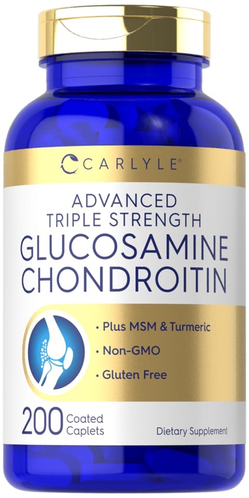 Carlyle Glucosamin Chondroitin MSM Kurkuma | 200 Count | Advanced Triple Strength Supplement | Nicht-GVO & Glutenfrei
