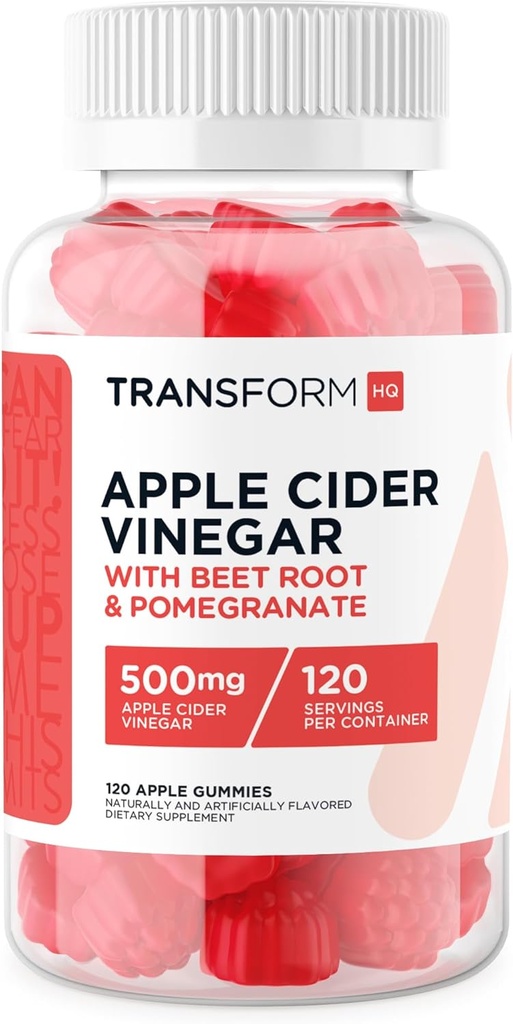 TransformHQ Apple Cider Essiggummis (120 Servierungen, 500mg pro Servierung) - Glutenfrei, Non-GMO