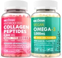 Pilules de Peptides de Collagène hydrolysées + supplément Oméga 3 végétalien avec vitamine D3 K2