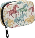 Fustylead Bella Running Horses Pill Organizer per Purse, Weekly Portable Pill Box con Zipper a Storage Vitamins Fish Oils Farmaci Supplementi