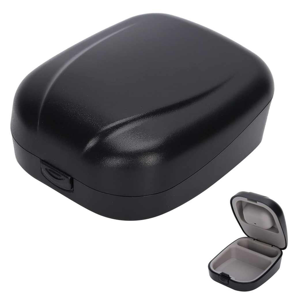 Back-The-Ear Hearing Aid Case, contenitore portatile per apparecchi acustici protettivi per la memorizzazione di apparecchi acustici (nero)