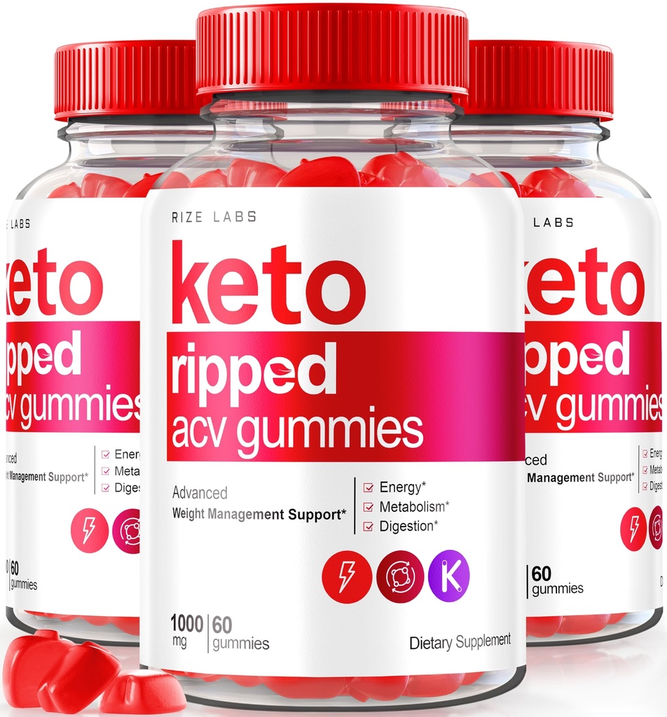 rize labs (Pack of 3 Keto Ripped ACV Gummies, Official Keto ACV Gummies Advanced Weight Loss Support, All Natural Apple Cider Vinegar, Premium Keto Plus ACV Gomitas Recensioni (180 Gummies)