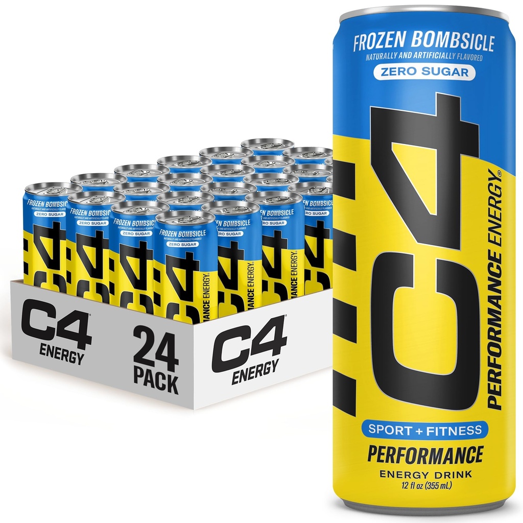 C4 boisson énergétique 12 oz (paquet de 24) - Bombes congelées - sans sucre boisson de performance de préentraînement sans colorant ni colorant artificiel