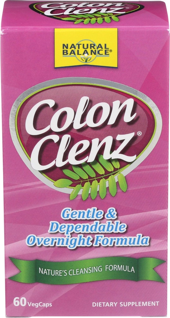 Natural Balance Colon Clenz | Kräuter Colon Cleanse, Detox Cleanse und Verdauungsergänzungsmittel - Gentle and Dependable Overnight Formula - 60-Day Garantie (60 Servietten, 60 VegCaps)