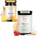 Winged Rise Up Gummies | Energy & Brain Boost Supplement & Glow Up Collagen Powder | Besseres Haar, Haut, Nägel für Frauen Bundle