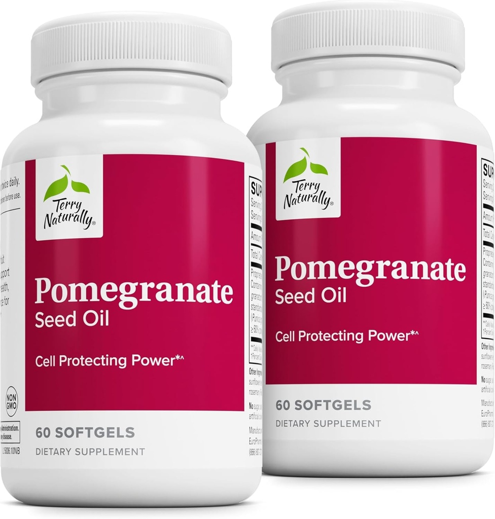 Olio di semi di melograno di Terry - Integratore alimentare per sostenere la salute cardiovascolare - Integratore di erbe non OGM con estratto di Omega-5 e melograno - 60 Softgels, 2 Pack