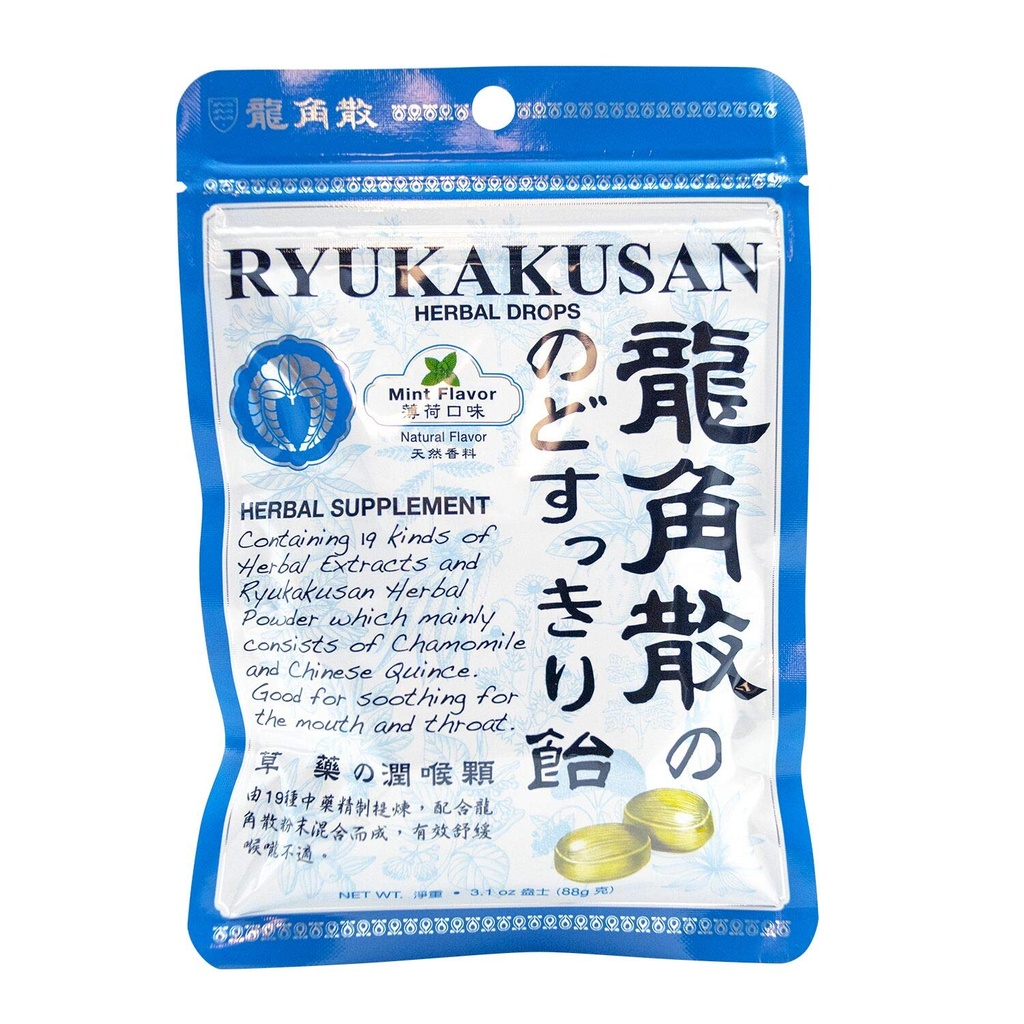 Ryukakusan Minz Flavor Kräutertropfen (Supports Throat, Mund, Oberes Respiratory) (32 Tropfen) (1 Tasche) (Solstice)