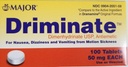 Major Driminate® Dimenhydrinat 50mg 100 Ct für Übelkeit, Dizziness und Vomiting aus Bewegungskrankheit