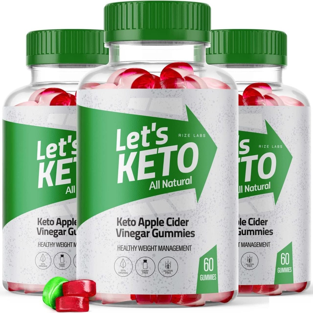 rize labs - Lets Keto Aceto di Sidro di Mela Gummies per perdita di gestione del peso - Formula avanzata - Tutti gli ingredienti naturali (180 Gummies) (Pack of 3)