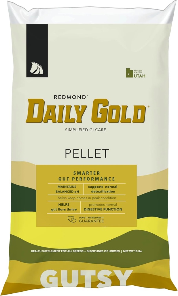 REDMOND Daily Gold Pellets Stress Relief, Natürliche Heilung Ton für Magengeschwüre in Pferden (15 LB)