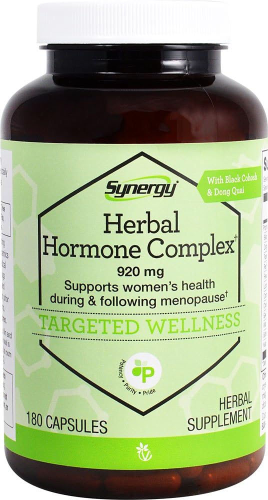 Complexe d'hormones à base de plantes pour soutenir la santé des femmes pendant et après la ménopause* avec Cohosh noir, Dong Quai Passion Flower, Red Raspberry, Fenugreek, réglisse, camomille, crampe, Saw Palmetto, W