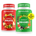 UpNourish Organic Fruits and Veggies Supplement - Supporto Diet Balance, Body Cleanse & Energy - 480 Frutta e Super Greens Capsule dalla natura - Integratori di frutta e verdura per adulti e bambini