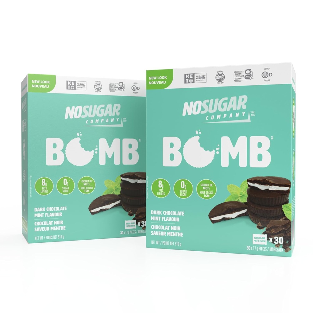 No Sugar Keto Cups, Chocolate Mint, 60 tazze - Diabetic safe trattare, Low Net Carb (1g), Sugar Free (0g) Keto Fat Bomb Snacks con 7g Healthy Fat - Gluten Free, All Natural, Non-OGM