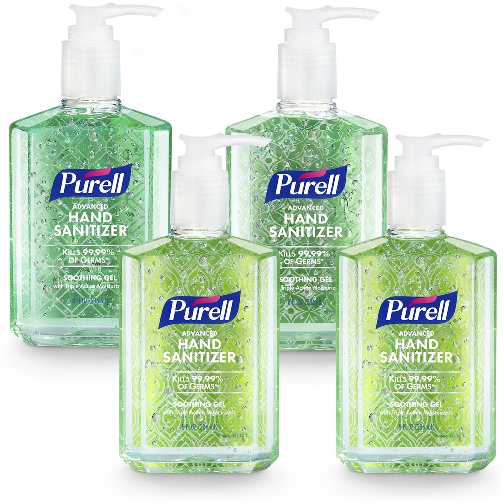 PURELL Advanced Hand Sanitizer Beruhigendes Gel, frischer Duft, 8 oz Pump Bottle (Pack mit 4), 9674-06-ECDECO