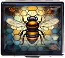 7 giorni Chromed Shiny Silver Pill Organizer con Specchio Inside Ha 8 scomparti separati Rectangle 7 giorni Pill Box Pill Case (Bee Stained Glass)