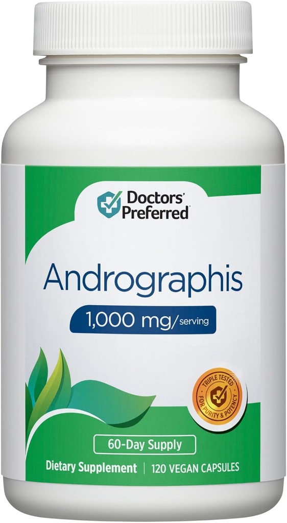 Extrait d'andrographis préfermé de DOCTORS - 1000 mg/Serveur, 120 gélules véganes