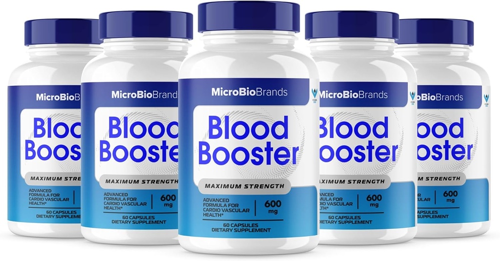 (5 Pack) Microbio Blood Booster, Micro Bio Blood Booster Natural Blood Flow Support Supplement, Micro Bio Brands Pills Advanced Microbiobrands Maximum Strength Support Formula (300 capsule)
