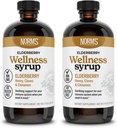 Norm's Farms Wellness Black Elderberry Syrup mit Honig, Cinnamon & Cloves - Made in USA, Natural Immununterstützung, No Alkohol oder Füllstoffe, Glutenfrei, Non-GMO, Vegan, Pure Elderberry Syrup - 2PK 8 Oz