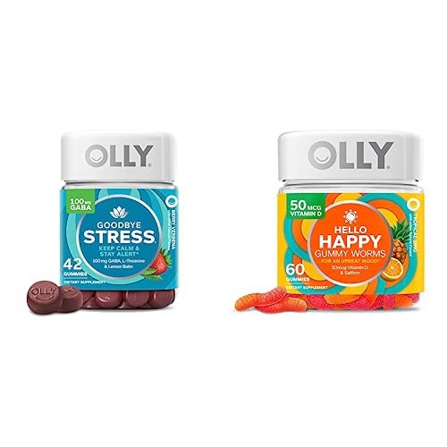 OLLY Goodbye Stress und Hello Happy Gummy Starter Pack Bundle, Halten Sie ruhig, Stimmungsunterstützung, 42 und 60 Zähler