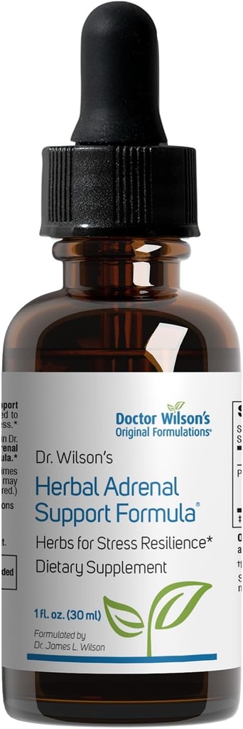 Dr Wilson's Herbal Adrenal Support Formula Erbe adogeniche per uso quotidiano, sonno ed energia Supporto 1 oz liquido
