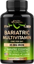 NUTRAHARMONY Bariatric Multivitamin - 45 mg Iron Supplements - Made in USA - per le donne e gli uomini - All-in-One, 21 vitamine essenziali - Supporto per maniche gastriche - Light Tropical Flavor - 90 capsule