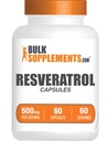 BulkSupplements.com Capsules de resvératrol - Supplément de resvératrol, Polygonum Cuspidatum, Resvératrol 500mg - Supplément antioxydants, pilules de resvératrol - 1 Capsule par portion, 60 Capsules