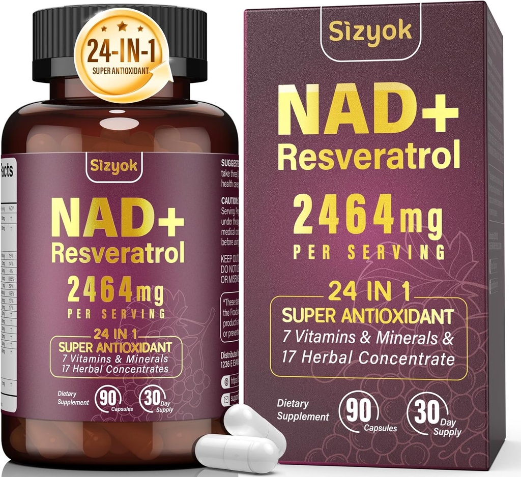 NAD Ergänzung, Liposomal NAD+ Ergänzung mit Resveratrol, NAD Resveratrol Supplement - Boost NAD+ für Aging Defense, Energy, Focus - Ultra Antioxidant Capsules,75