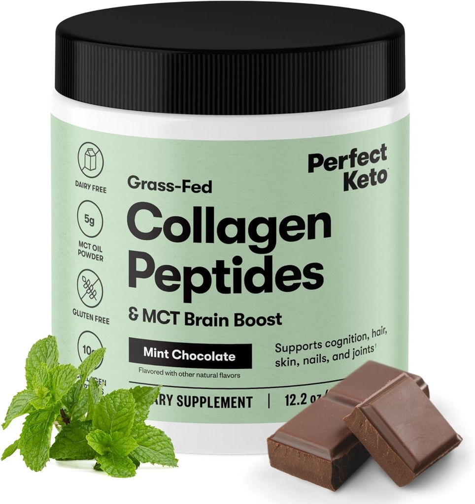 Polvere proteica Keto Collagen perfetta con olio MCT - Grassfed, GF, Multi Supplement, Migliore per le diete Ketogenic, Utilizzare come Cremante Keto, in Caffè e Shakes per le donne e gli uomini (cioccolato sottile)