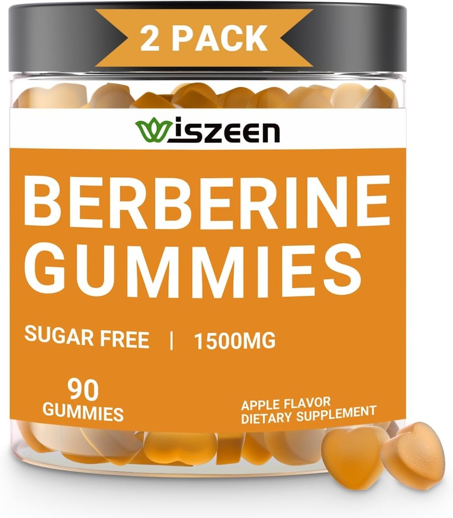 2 Pack Gommies berbères, Supplément berbères sans sucre 1500mg avec cannelle Ceylan, Gommy berbères pour adultes