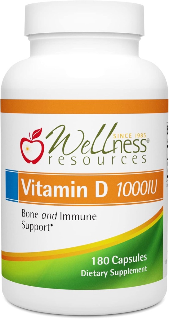 Wellness Ressourcen Vitamin D 1.000 IU - Sojafreies Vitamin D3 (180 Veggie Kapseln)