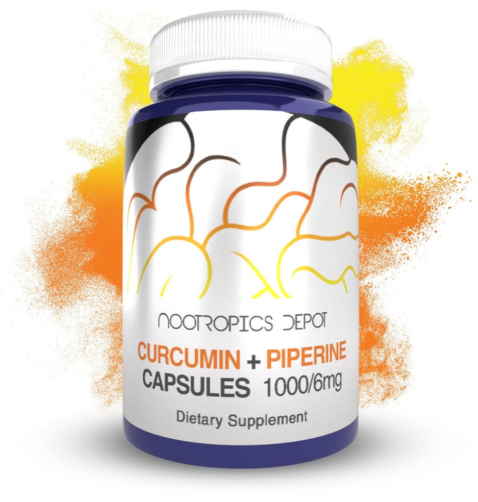 Nootropics Depot Curcumin + Piperin Kapseln | 1000mg Curcumin + 6mg Piperin | 60 Graf