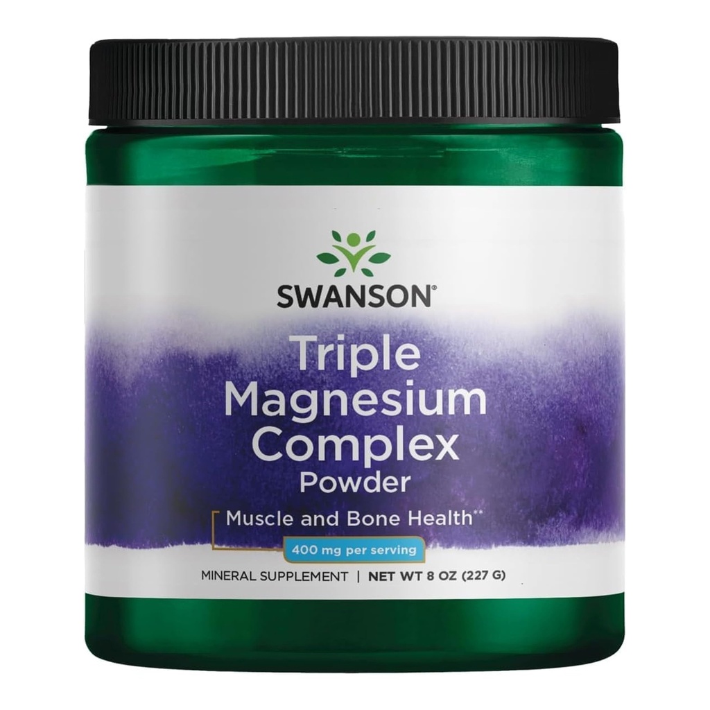 Swanson Triple Magnésium complexe poudre 400 mg 8 oz Pwdr