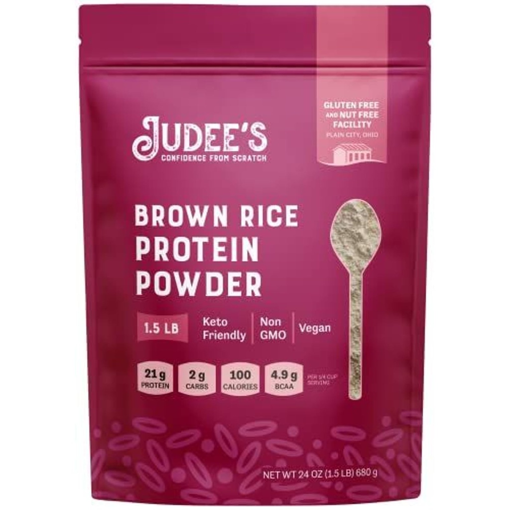 Poudre de protéines de riz brun sans gluten de Judee - Protéine végétale à base végétale - Remplacement de repas sans gluten - 1,5 lb, non aromatisé