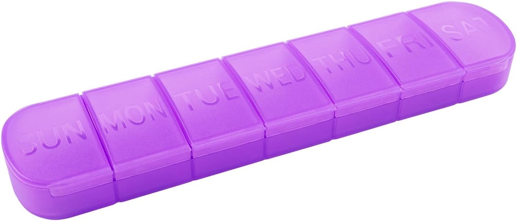Weekly Pill Organizer, Once a Day, 7-Day Pill Box Container, Matte Purple, Large 7 Compartment Vitamins Case Pill Dispenser for Medicine, Medication, Fish Oils, Supplements, Capsule, Tablet