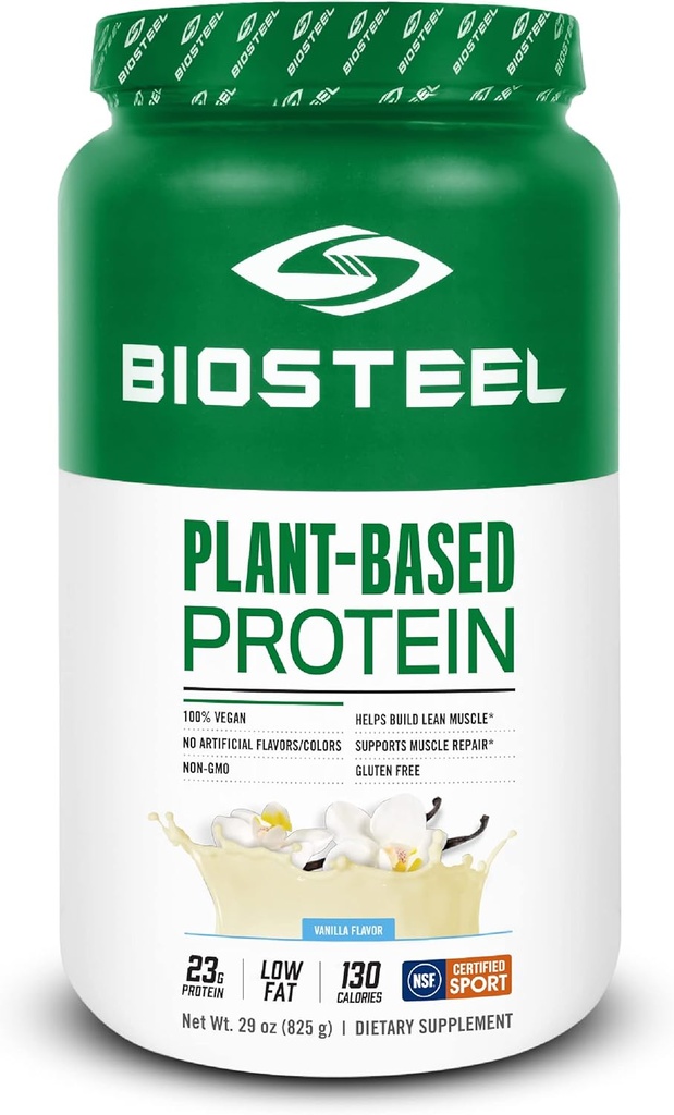 BioSteel Poudre de protéines végétaliennes - Vanille, NSF pour le sport, 1,8 lb, 22g Protéines, 25 portions - Poudre de protéines végétales avec riz brun, pois et graines de citrouille - Poudre de protéines végétales premium