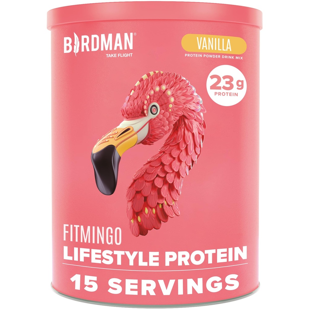 BIRDMAN Fitmingo Vegan Protein Powder with Inositol, Collagen Boosters, Acido Ialuronico e Vitamine | Carbo basso, Dairy Free, Calorie bassa | 23g Plant Based Blueberry Protein Powder with Myo-Inositol