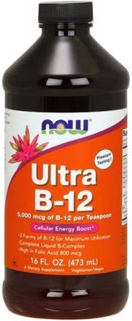 JETZT Lebensmittel - Ultra B-12 Flüssige zelluläre Energie Boost 5000 mcg. - 16 Unzen (2-Pack)