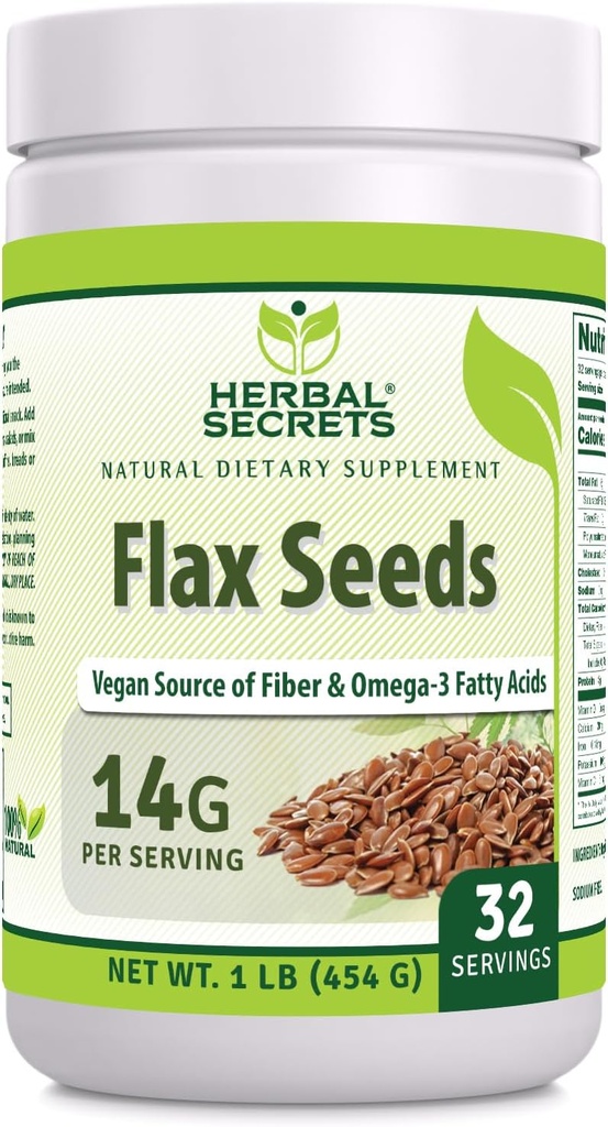 Herbal Secrets Complément de graines de lin entier biologique de 14 G par Serving.