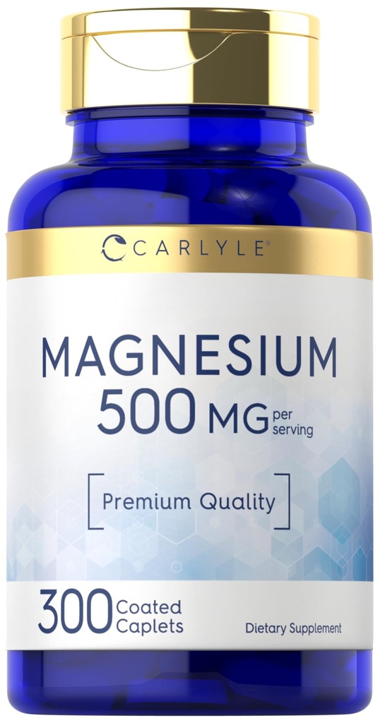 Carlyle Magnesium 500mg | 300 Coated Caplets | Vegetarisch, Non-GMO und glutenfreie Ergänzung
