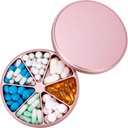 Organisateur de pilules métalliques 7 Compartiments Distributeur de pilules - Boîte à pilules lourdes Conteneur de pilules imperméable Grand porte-médicament quotidien pour médicaments Vitamines Huiles de poisson Suppléments, 0.39lb (Pink)