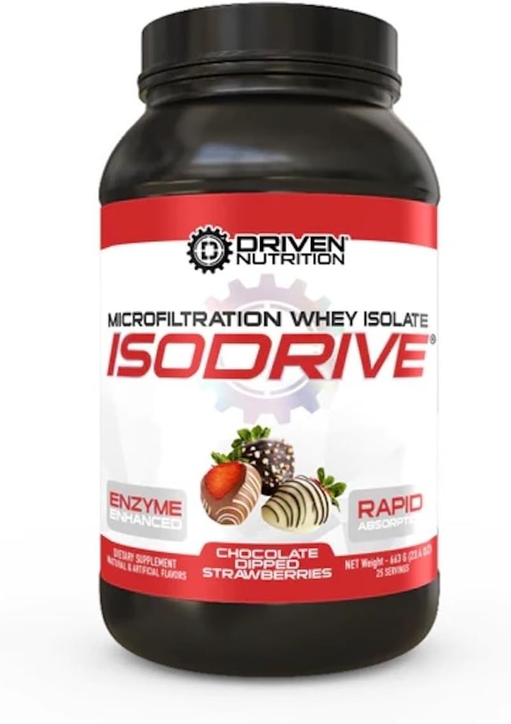 ISODRIVE Premium Whey Isolate (2 Pound, Cioccolato Dipped Strawberries)