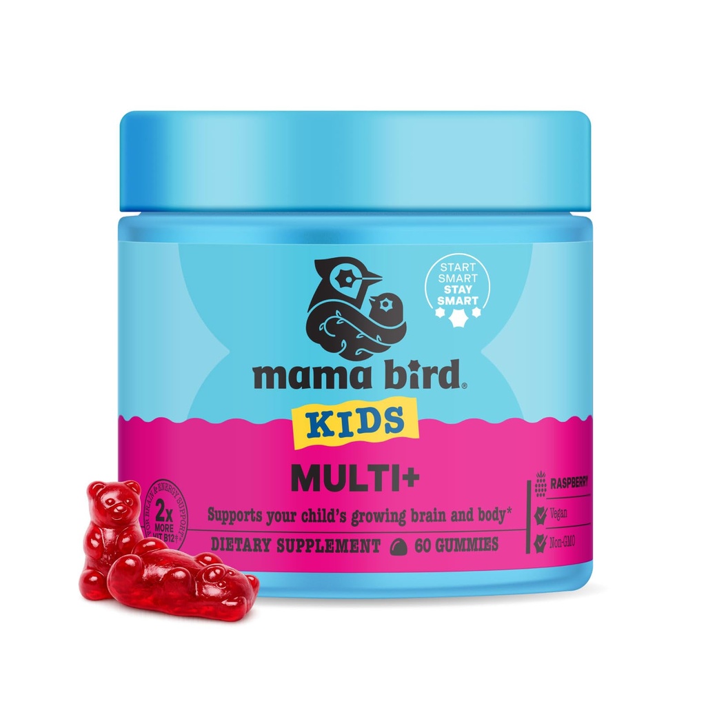 Best Nest Wellness Multi Plus Gummies - Integratore di supporto per la salute del cervello con vitamine etilate - Multivitamina masticabile per i bambini - Aids Energia sana e funzione immunitaria - Raspberry, 60 Gummies