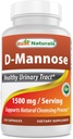Best Naturals D-Mannose Capsules - Supplément de nettoyage des fosses urinaires 1500mg/Serveur - 120 Nombre